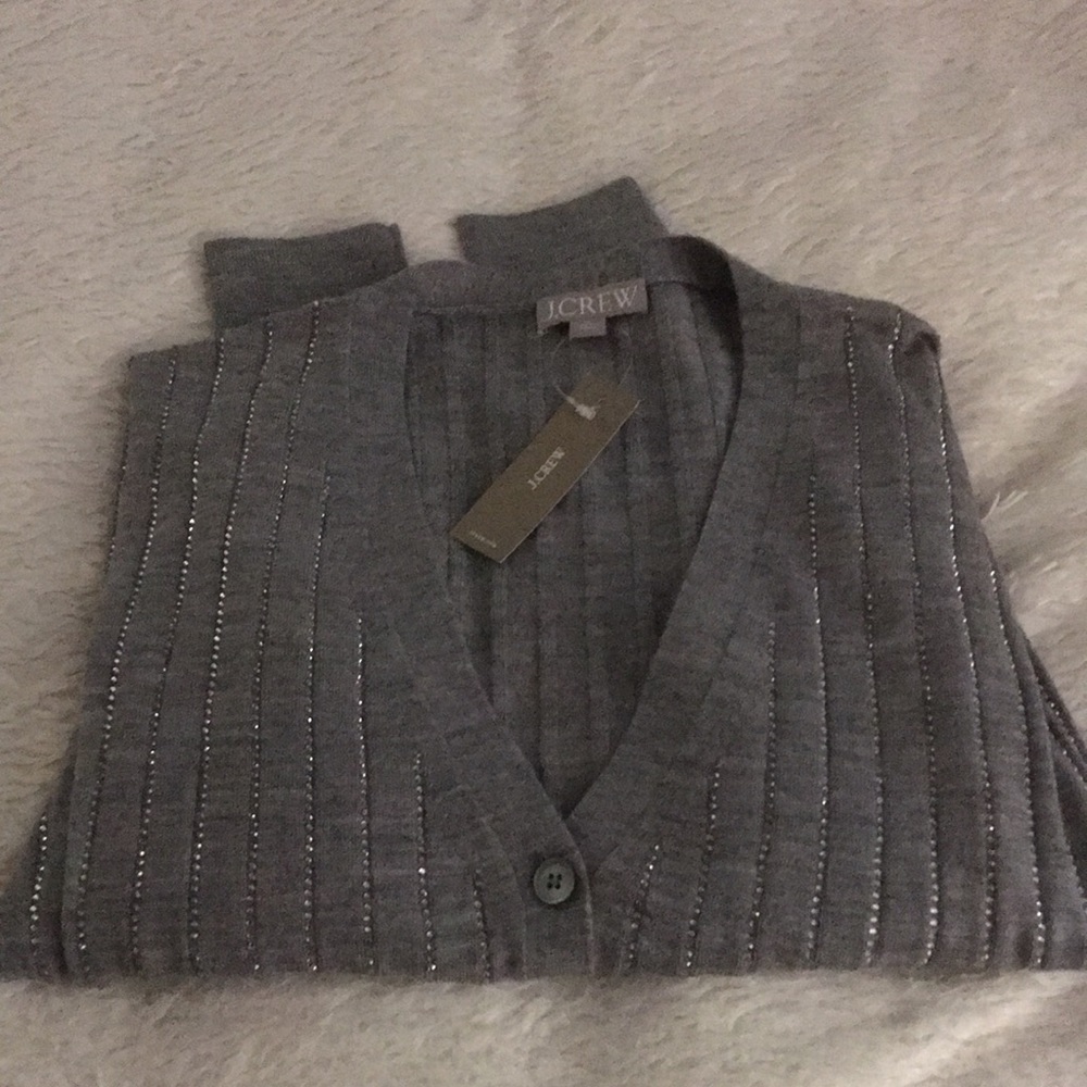 Jcrew Embellished ribbed merino wool cardigan sweater - Picture 6 of 6